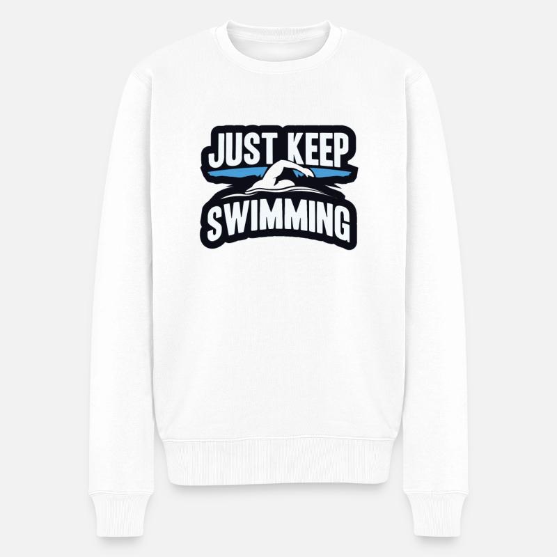 Schwimmen - Männer Premium Bio Pullover - Weiß