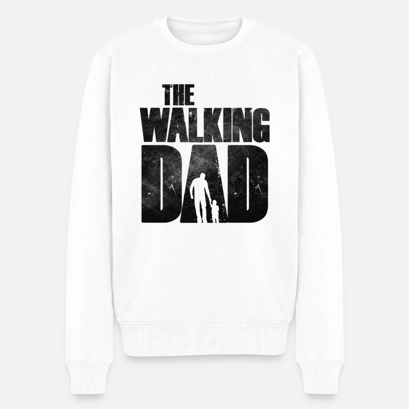 The Walking Dad Vater und Sohn - Männer Premium Bio Pullover - Weiß