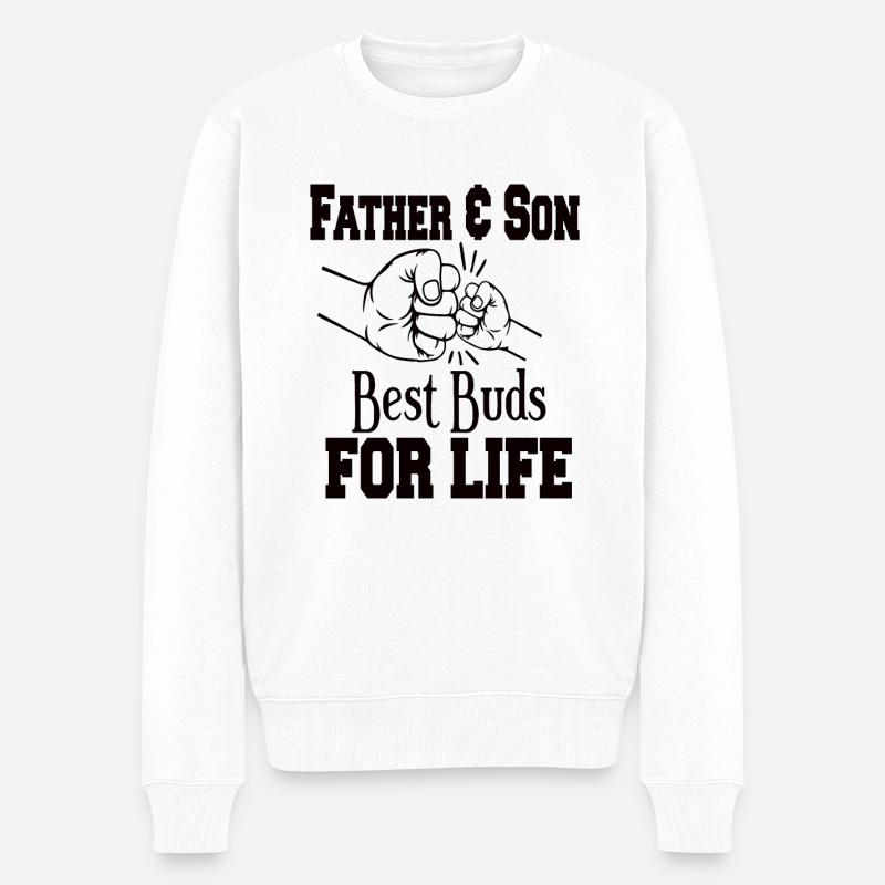 Vater und Sohn - Männer Premium Bio Pullover - Weiß