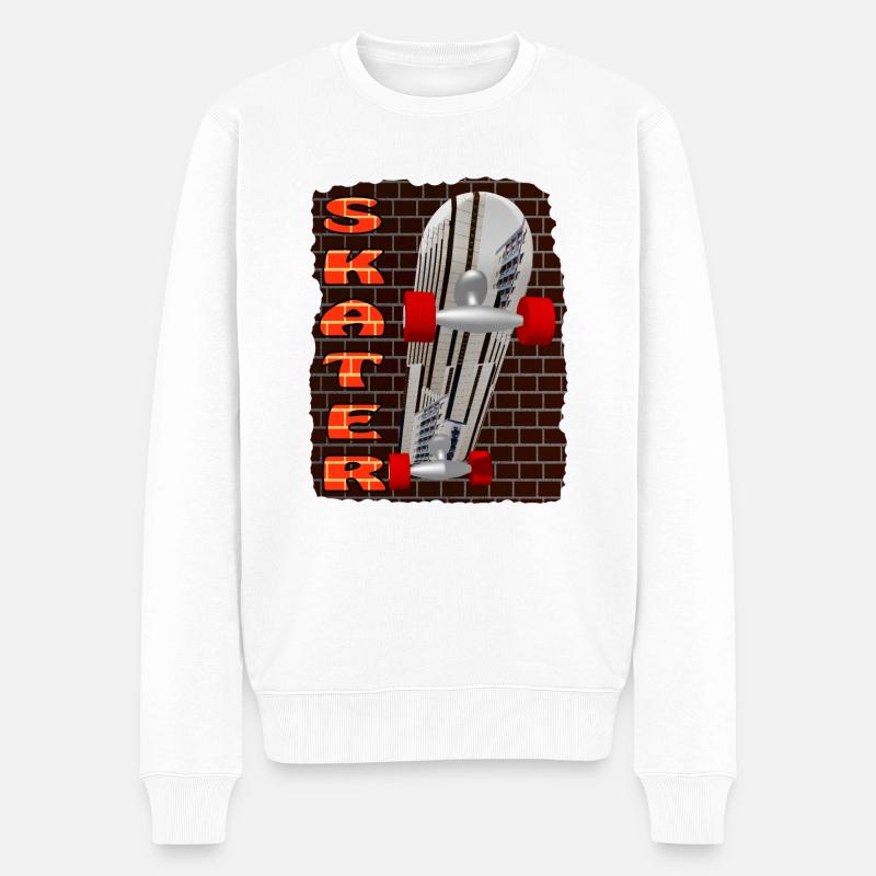 Skateboaed Skater Mauerwerk quer - Männer Premium Bio Pullover - Weiß