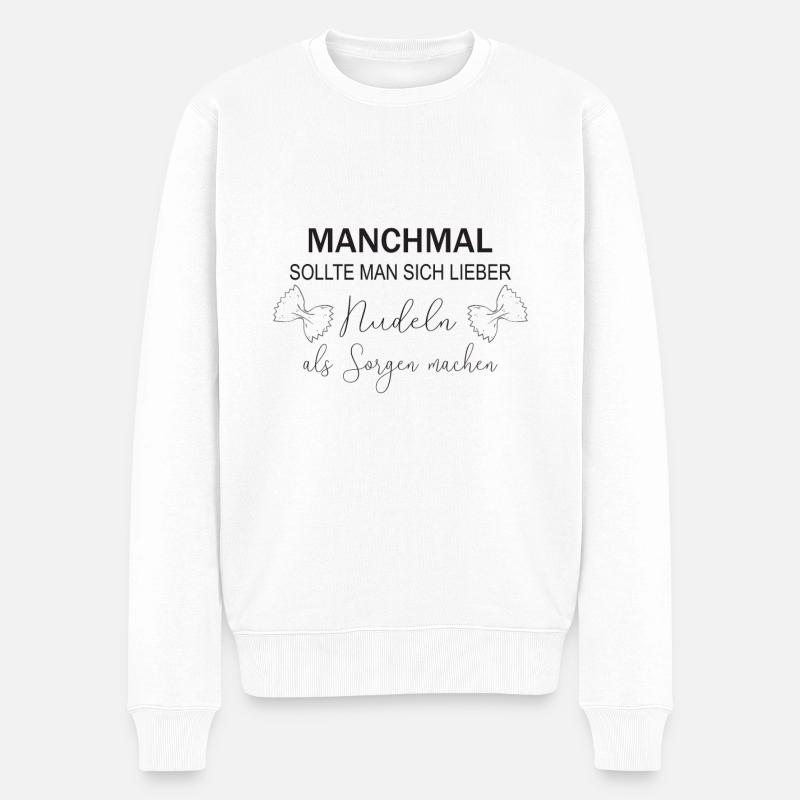 Nudeln machen Nudel Sorgen kochen Geschenkidee - Männer Premium Bio Pullover - Weiß