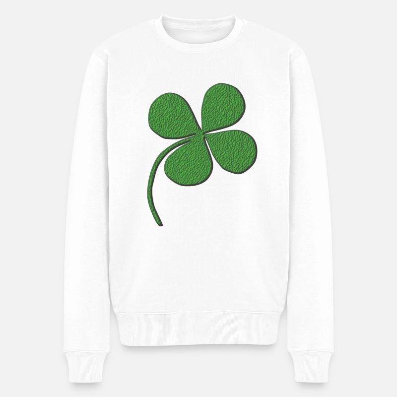 Trèfle à quatre feuilles 3d - Pull Premium bio Homme - blanc