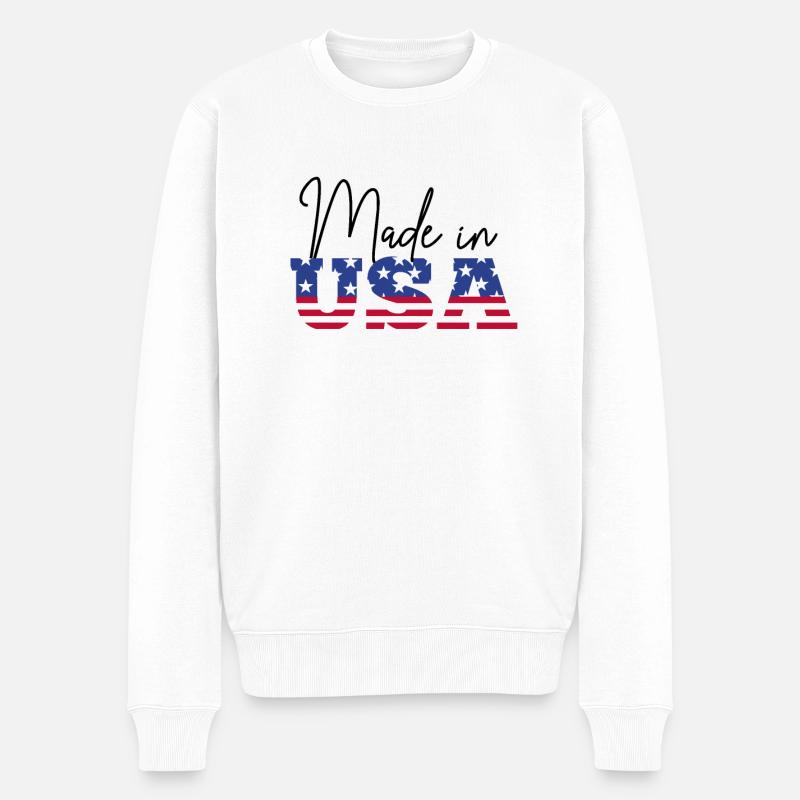 Made in USA - Männer Premium Bio Pullover - Weiß