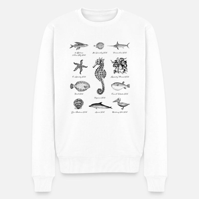 Fische Seestern Delfin Seepferdchen Krake Oktopus - Männer Premium Bio Pullover - Weiß