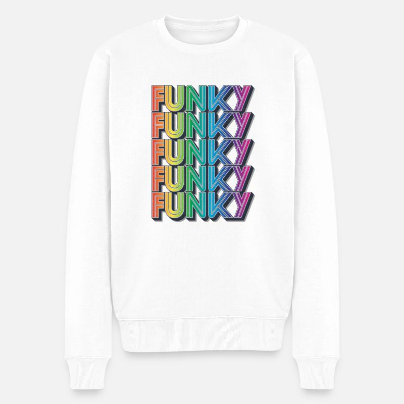 Funky Retro - Männer Premium Bio Pullover - Weiß