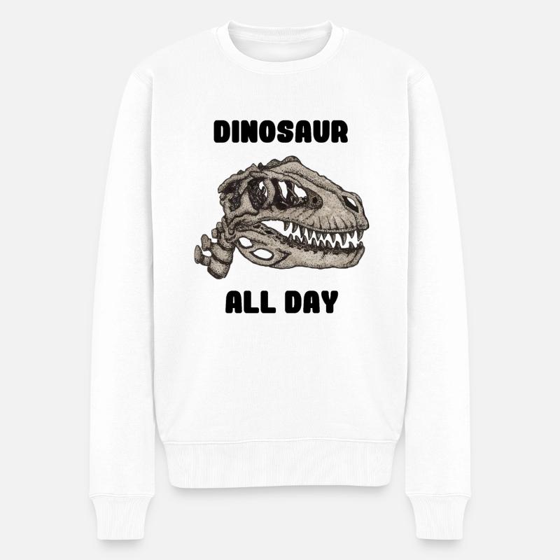 Dinosaurier - Männer Premium Bio Pullover - Weiß
