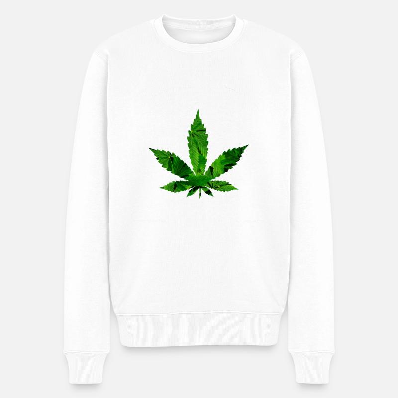 Cannabis Weedblatt - Männer Premium Bio Pullover - Weiß