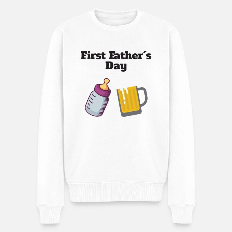 first fathers day - Männer Premium Bio Pullover - Weiß