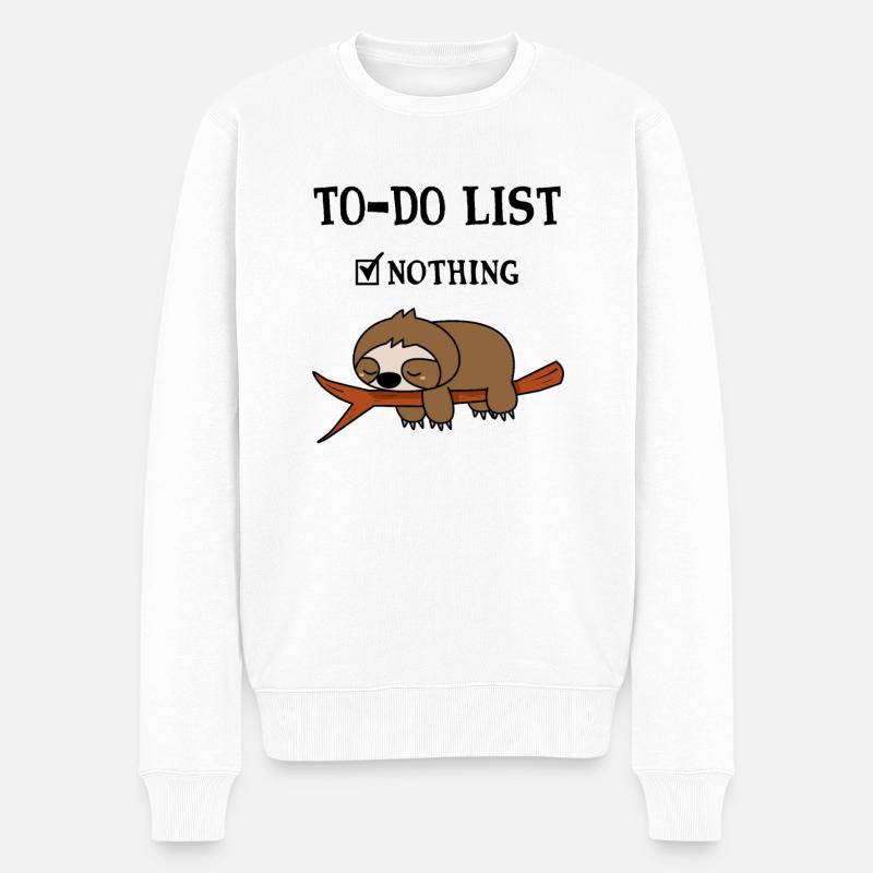 To Do List nothing Liste Faultier auf Ast lustig - Männer Premium Bio Pullover - Weiß