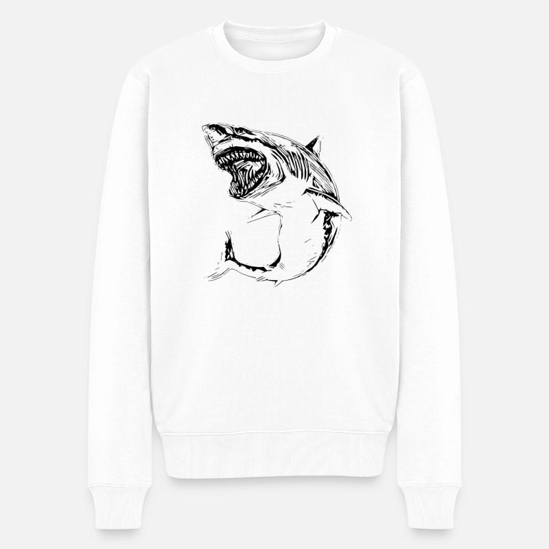 Hai - Männer Premium Bio Pullover - Weiß