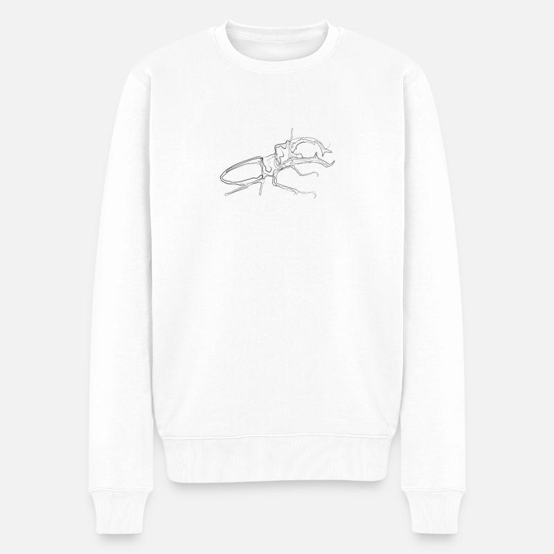 Hirschkäffer - one line drawing - Männer Premium Bio Pullover - Weiß