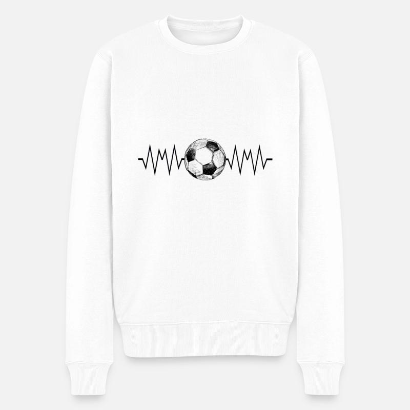 Fußball mit Herzschlag - Männer Premium Bio Pullover - Weiß