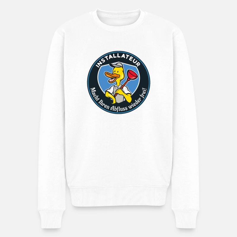 Installateur Lustiges Spruch Geschenk - Männer Premium Bio Pullover - Weiß