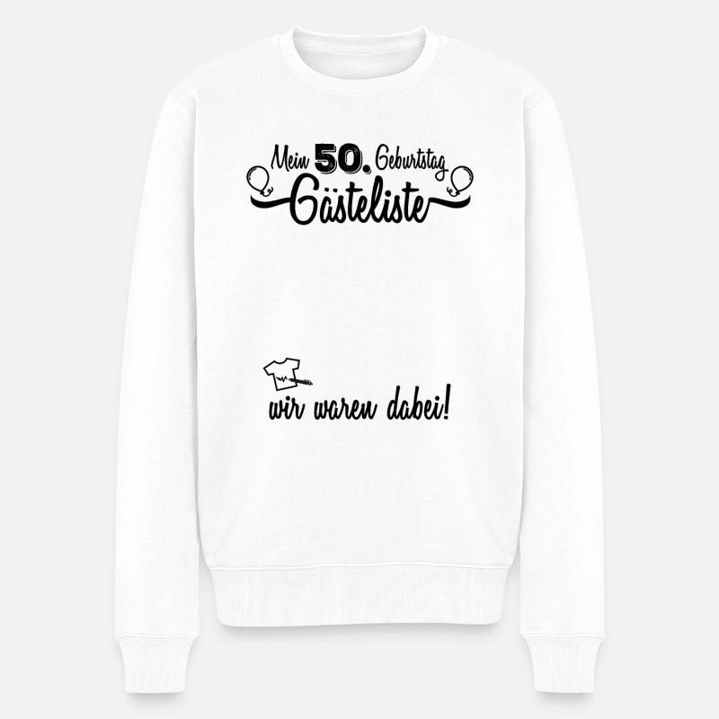 50 Geburtstag Gästeliste Gästebuch Fünfzigster - Männer Premium Bio Pullover - Weiß