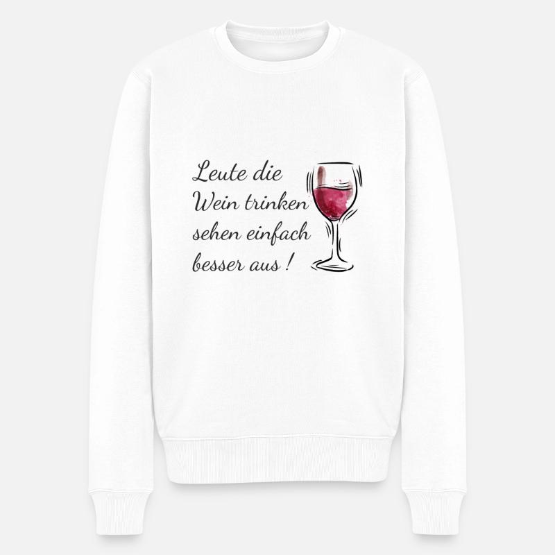 Wein Spruch - Männer Premium Bio Pullover - Weiß
