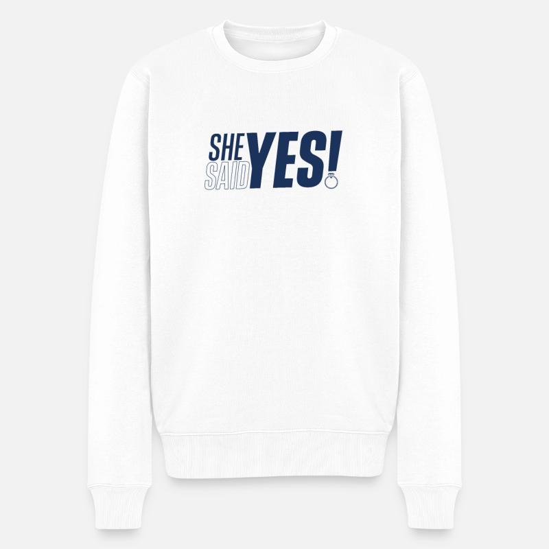 Elle a dit engagement engagement - Pull Premium bio Homme - blanc