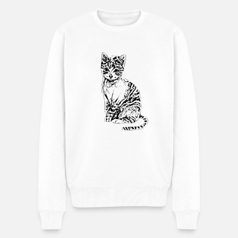 Katze - Männer Premium Bio Pullover - Weiß