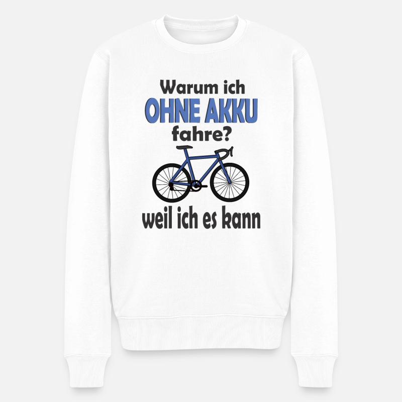 Fahrrad Fahren Rad Akku Ebike Geschenk - Männer Premium Bio Pullover - Weiß