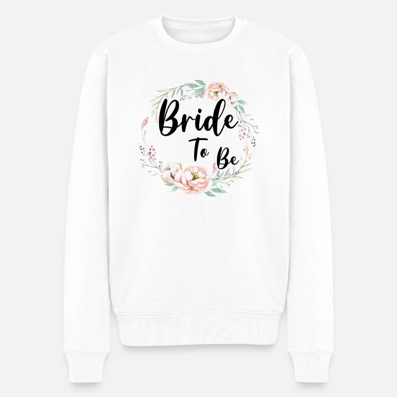 Braut Bride to be Blumenkranz Blumen Verlobung JGA - Männer Premium Bio Pullover - Weiß