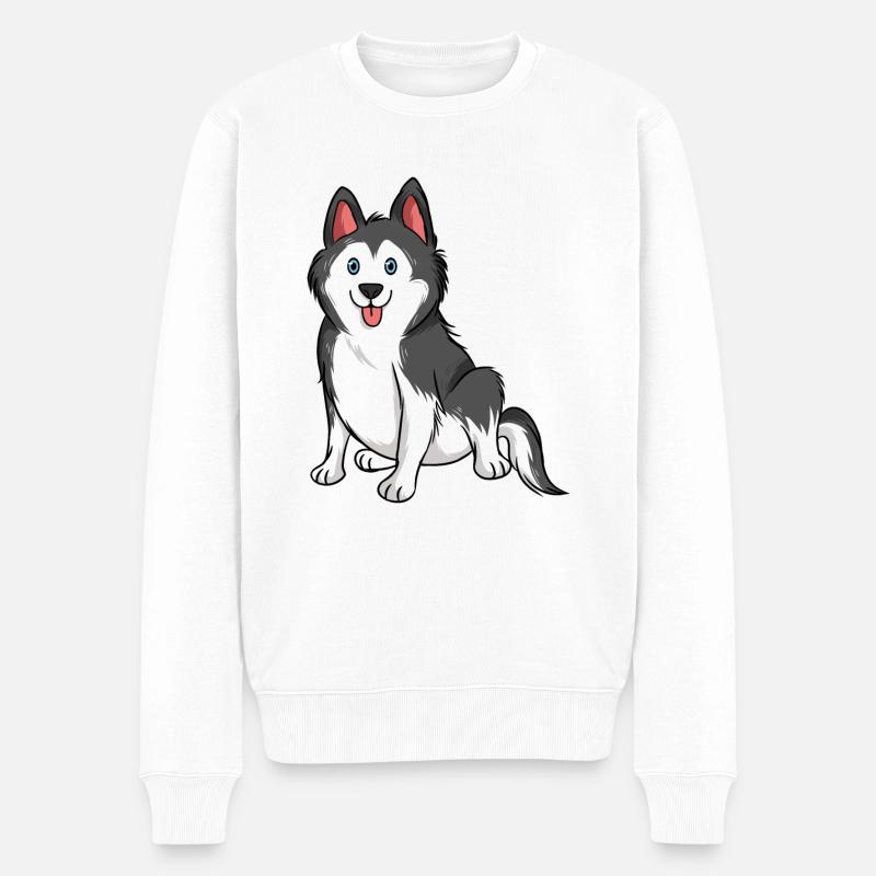 Siberian Husky - Männer Premium Bio Pullover - Weiß
