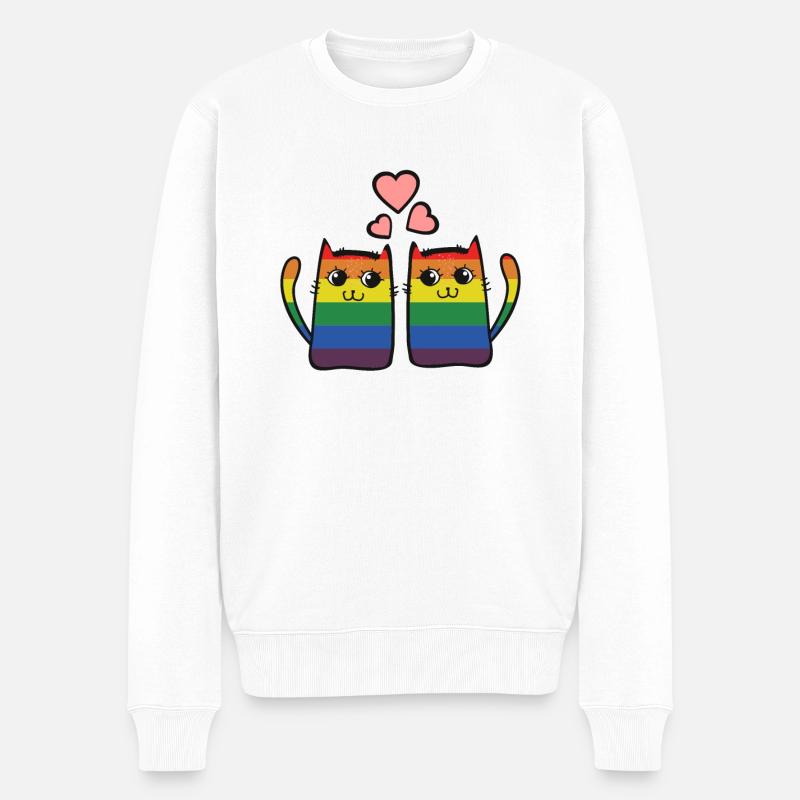 Cat Gay Pride Merch - Männer Premium Bio Pullover - Weiß
