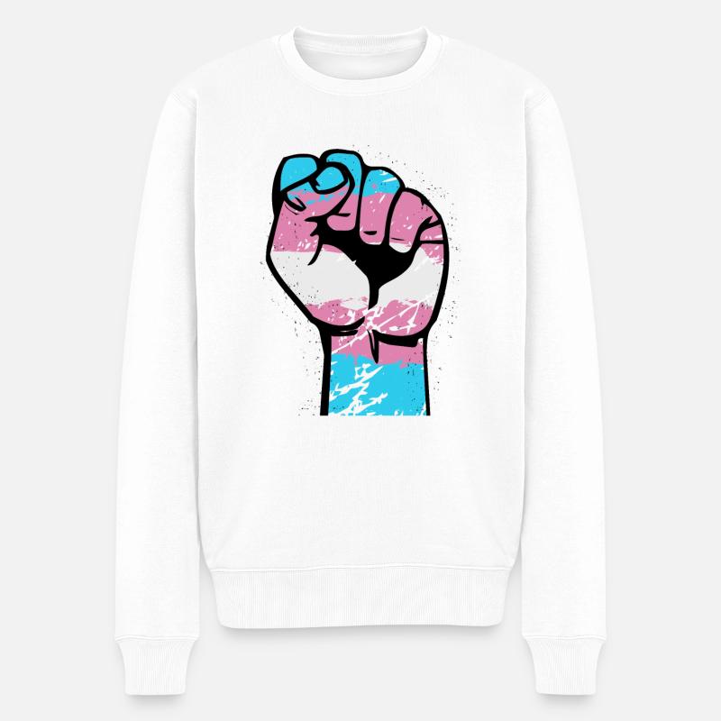 Trans Resist Faust - Männer Premium Bio Pullover - Weiß