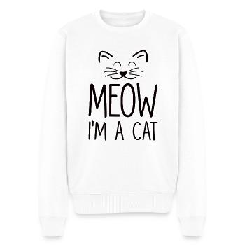 Chat chat visage chat dame chat cadeau - Pull Premium bio Homme - blanc - Devant - Thijin (182cm)