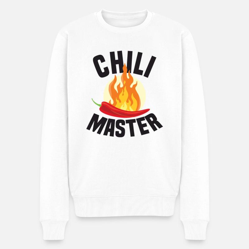 Chili Master Chilli Scharf Essen Geschenk Scoville - Männer Premium Bio Pullover - Weiß