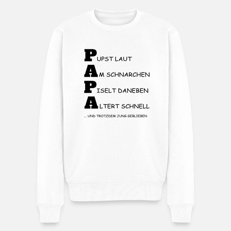 Papa pupst. Lustiges Geschenkidee für Vater. - Männer Premium Bio Pullover - Weiß