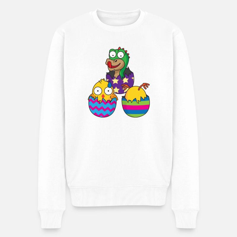Ostereier Ostern Überraschung Küken Easter - Männer Premium Bio Pullover - Weiß