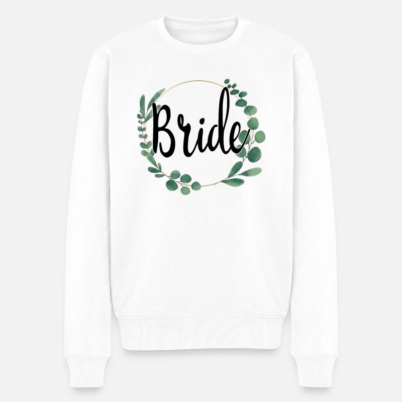 Braut Bride to be Blumenkranz Blumen Verlobung JGA - Männer Premium Bio Pullover - Weiß