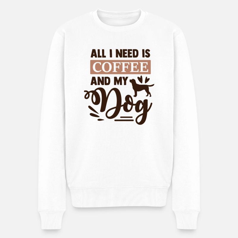 Kaffee Shirt Geschenk Hund - Männer Premium Bio Pullover - Weiß