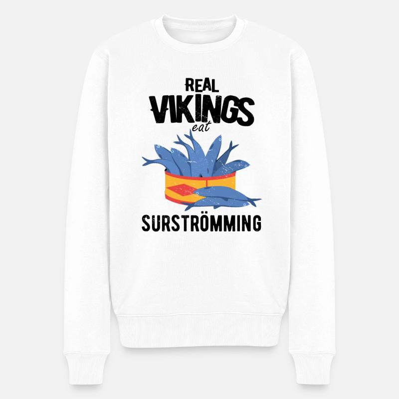 Surströmming Skandinavien Schweden Wikinger - Männer Premium Bio Pullover - Weiß