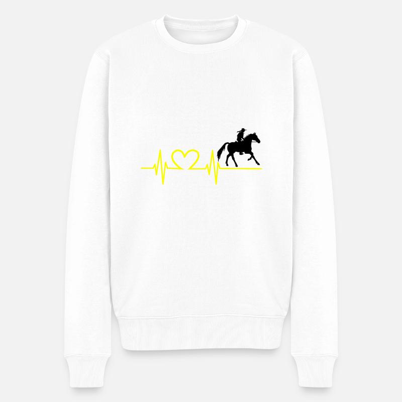 Pferde EKG Pferde Liebe - Männer Premium Bio Pullover - Weiß