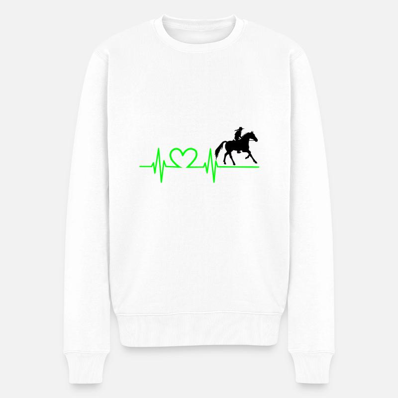 Pferde EKG Pferde Liebe - Männer Premium Bio Pullover - Weiß