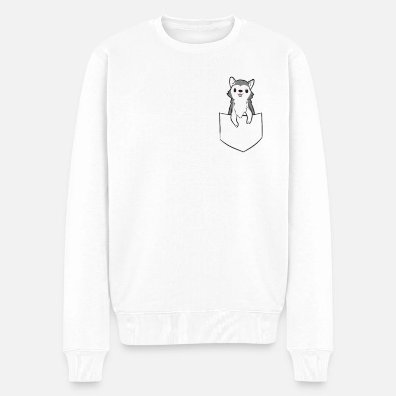 Wolf in der Tasche Süße Wölfe Wolf - Männer Premium Bio Pullover - Weiß