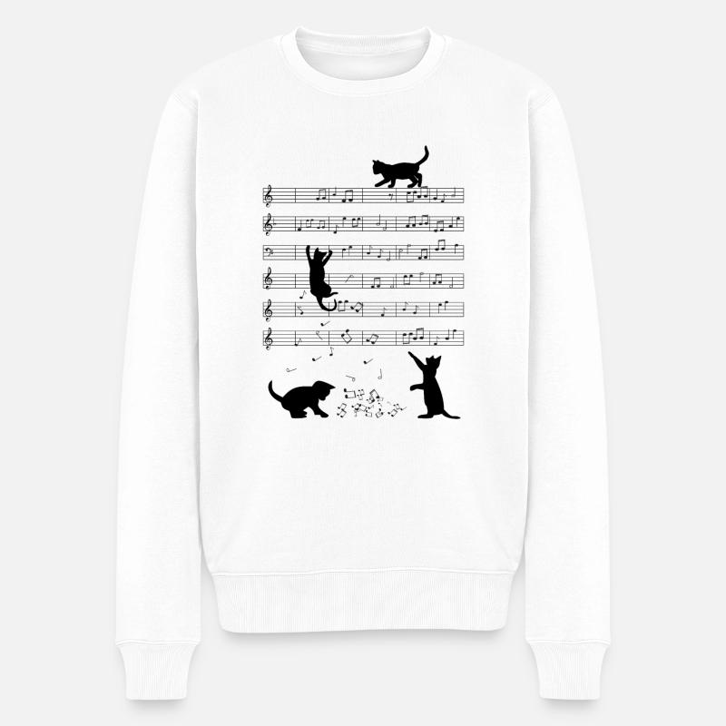 Chats Musique notes - Pull Premium bio Homme - blanc