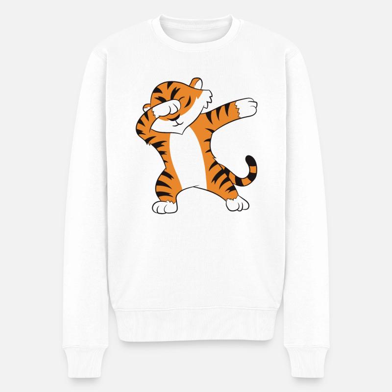 Dabbender Tiger Drôle Debbing Tiger - Pull Premium bio Homme - blanc