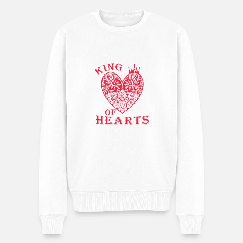 König der Herzen - Männer Premium Bio Pullover - Weiß