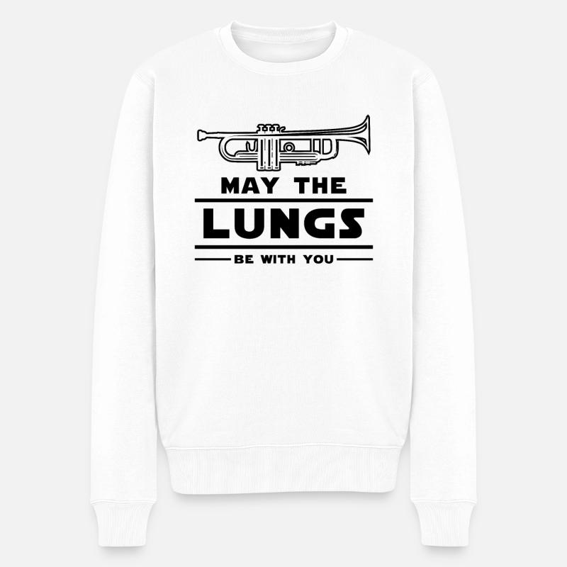 Trompete Spruch Geschenk - Männer Premium Bio Pullover - Weiß