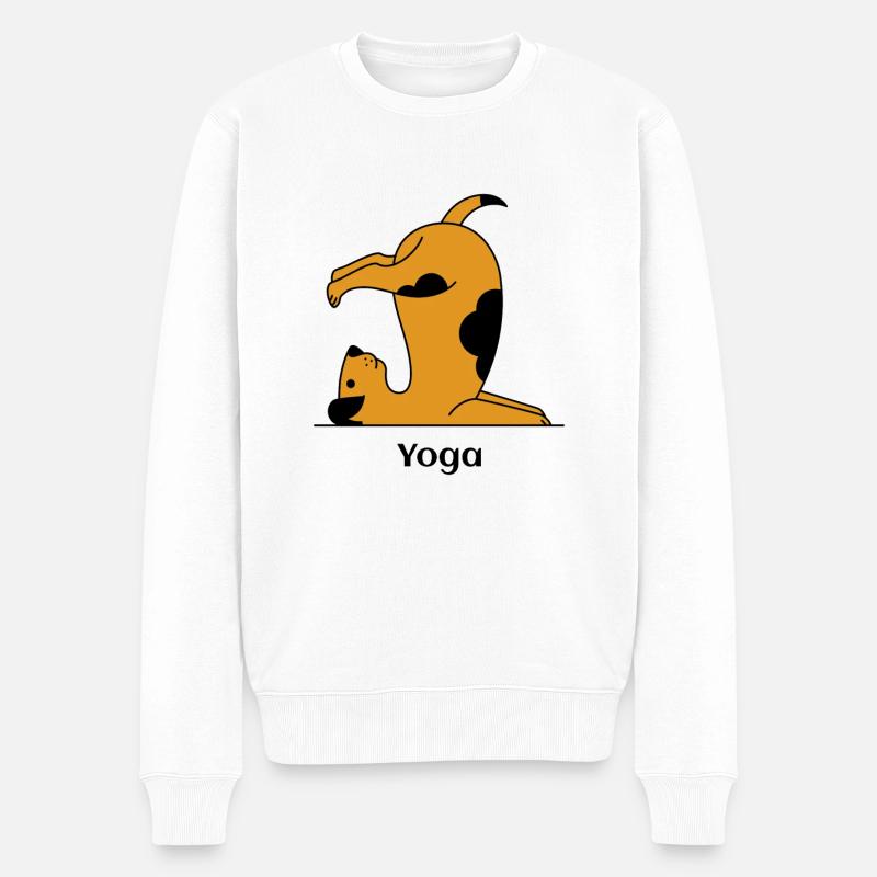 Yoga Hund Yogamatte - Männer Premium Bio Pullover - Weiß