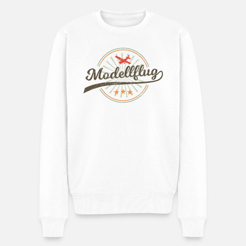Modellflug Modellbauer Flugzeug Geschenk Retro - Männer Premium Bio Pullover - Weiß