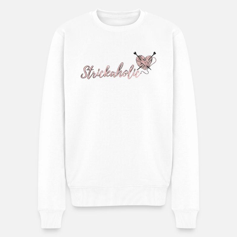 Wolle Stricken - Männer Premium Bio Pullover - Weiß