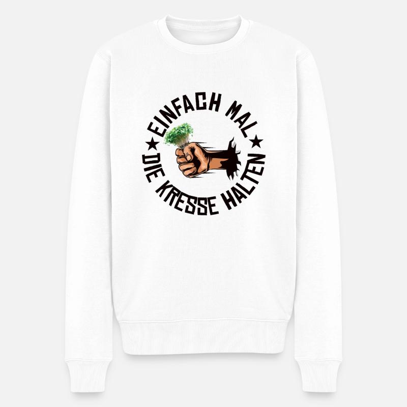 Einfach mal die Kresse halten - Männer Premium Bio Pullover - Weiß