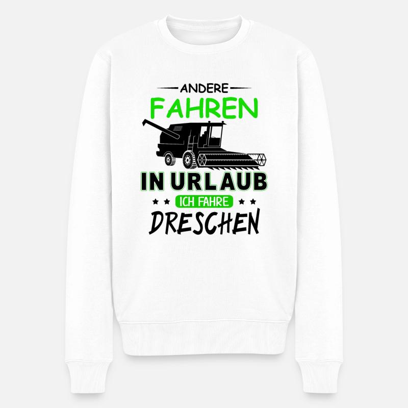 Landwirt Traktor Landwirtschaft Bauer - Männer Premium Bio Pullover - Weiß