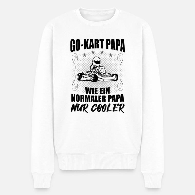 Kart Gokart Papa Vater Cooles Kartsport Geschenk - Männer Premium Bio Pullover - Weiß