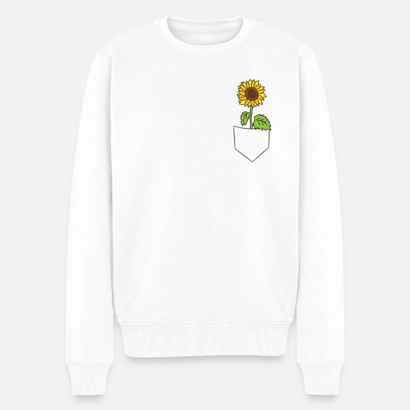 Coole Sonnenblume in der Tasche - Männer Premium Bio Pullover - Weiß