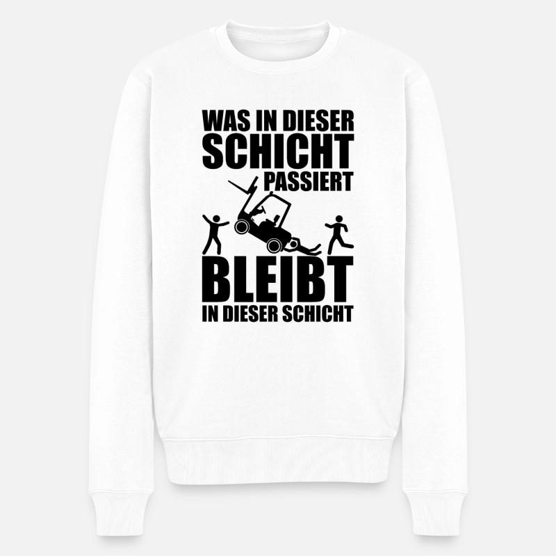 Was in dieser Schicht passiert bleibt in dieser Sc - Männer Premium Bio Pullover - Weiß