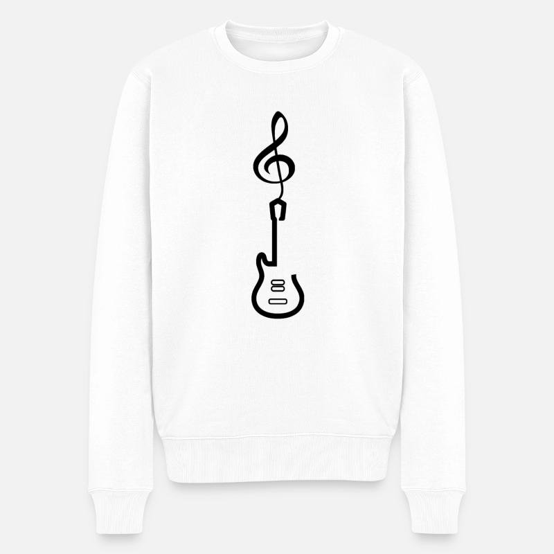 E Gitarre Musiknote - Männer Premium Bio Pullover - Weiß