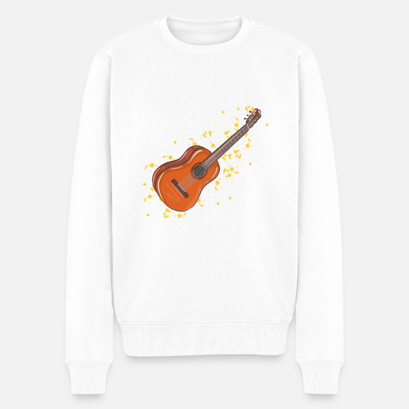 Gitarre - Männer Premium Bio Pullover - Weiß